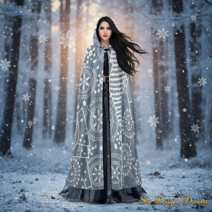Snowflakes Unisex Hooded Cloak