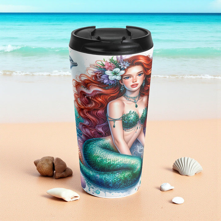 Stainless Steel Travel Mug - Red Head Mermaid