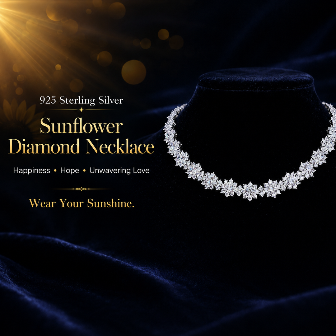 925 Sterling Silver Sunflower Diamond Necklace