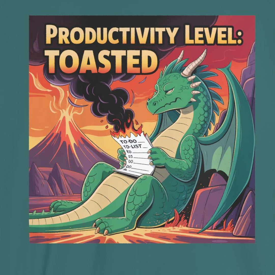 Toasted Productivity Level Dragon Sweatshirt, Cozy Gift, Funny Sweatshirt, Fantasy Apparel, Dragon Lover Clothing, Work From Home Style