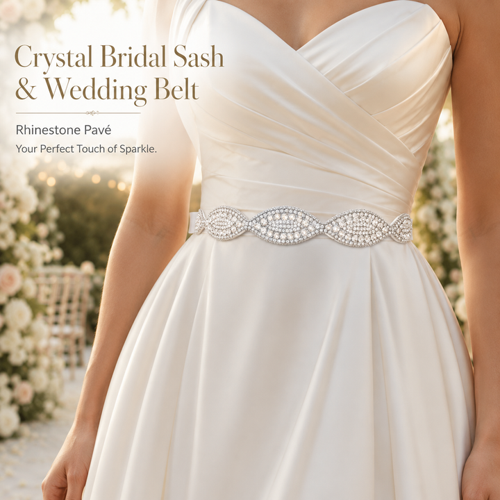 Crystal Bridal Sash & Wedding Belt | Rhinestone Pavé