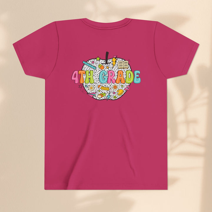 4th Grade Apple Youth T-Shirt, Fun Kids Tee, Back to School Shirt, Teacher Appreciation Gift, Colorful Youth Apparel