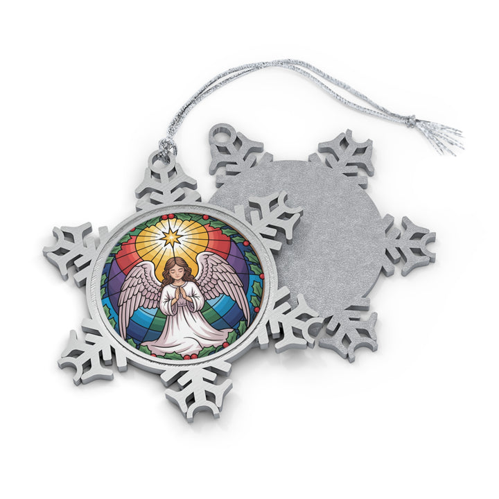 Stunning Pewter Snowflake Ornament – Angel Christmas Tree Decoration & Holiday Keepsake