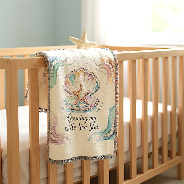 Sea Star Woven Blanket | Cozy Ocean-Themed Baby Gift
