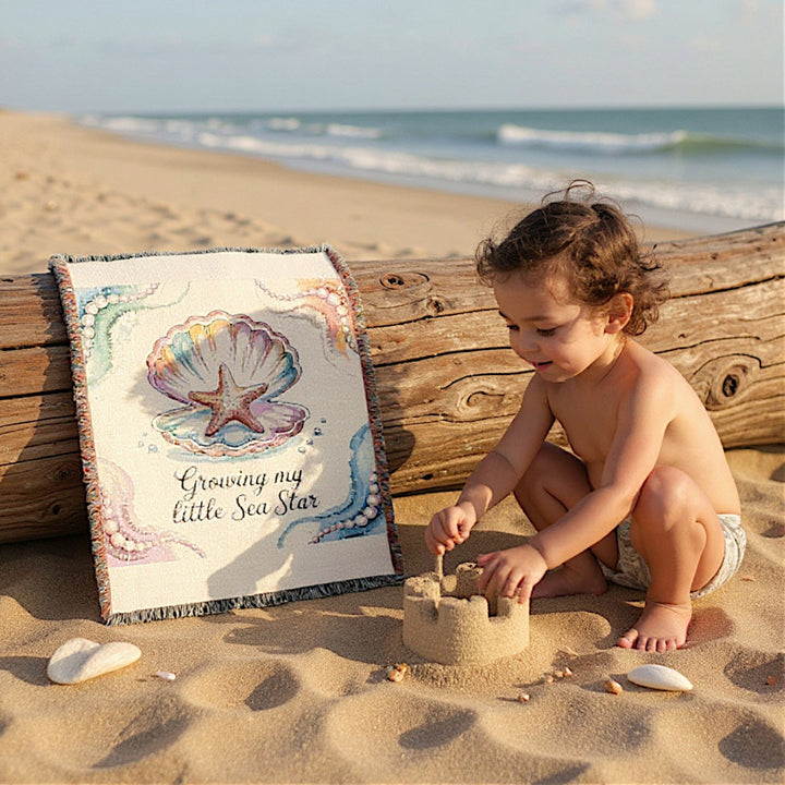 Sea Star Woven Blanket | Cozy Ocean-Themed Baby Gift