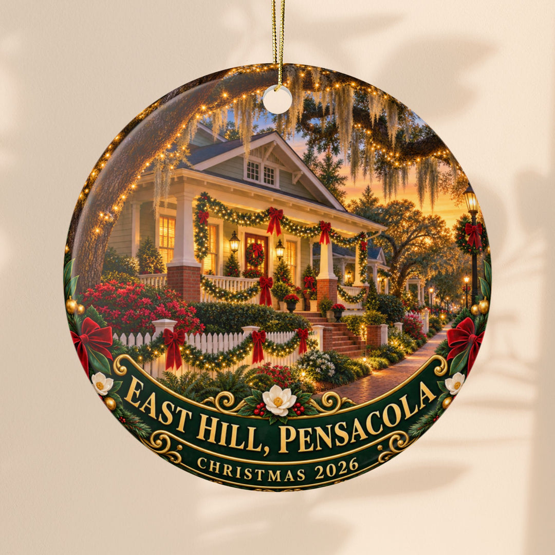East Hill Pensacola Christmas 2026 Double-Sided Ceramic Ornament