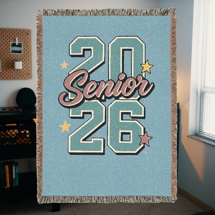 2026 Senior Woven Blanket – Cozy Graduation Throw, Class of 2026 Memory Blanket