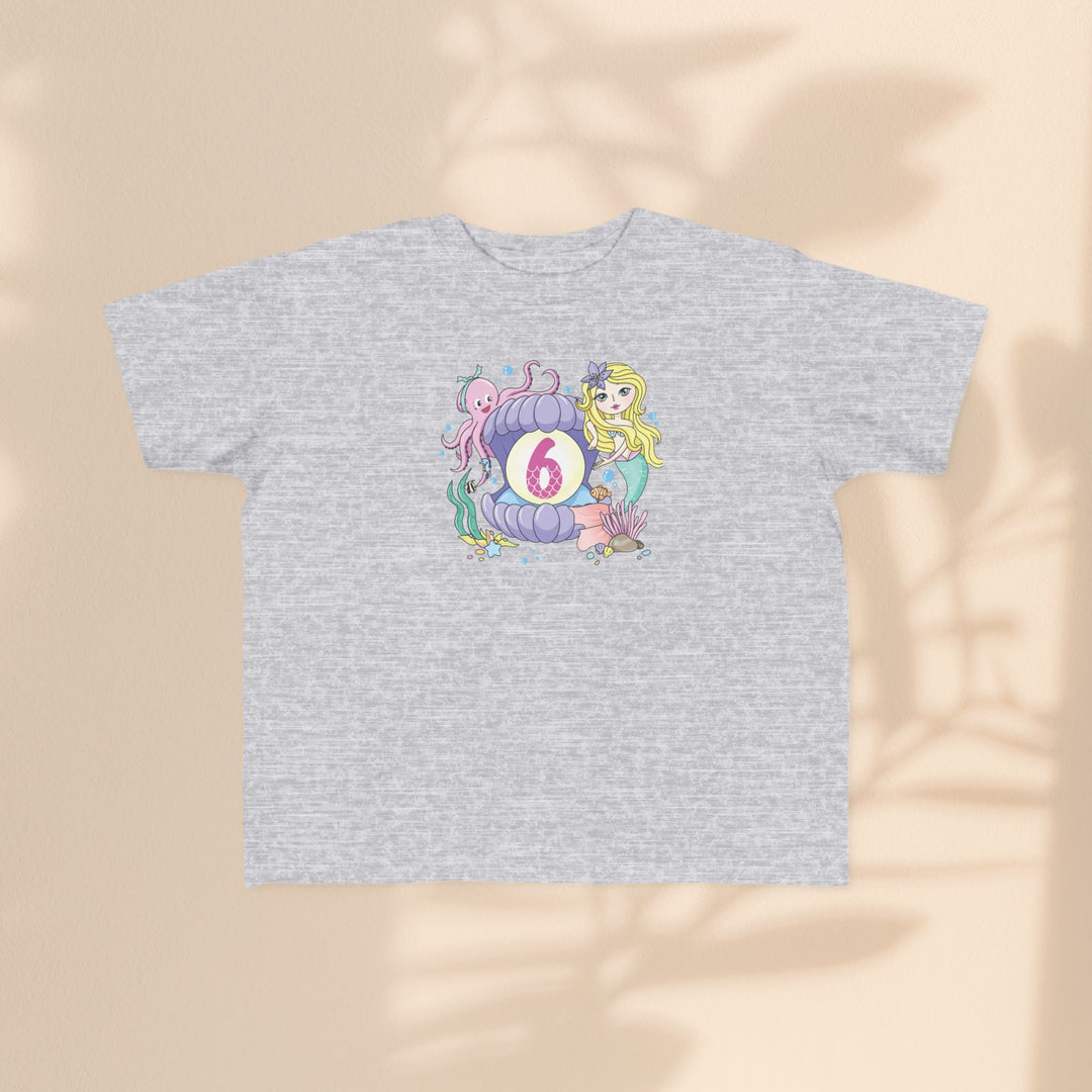 Age 6 Toddler Tee with Mermaid & Octopus Design - Birthday Celebration, Gifts for Ages 6