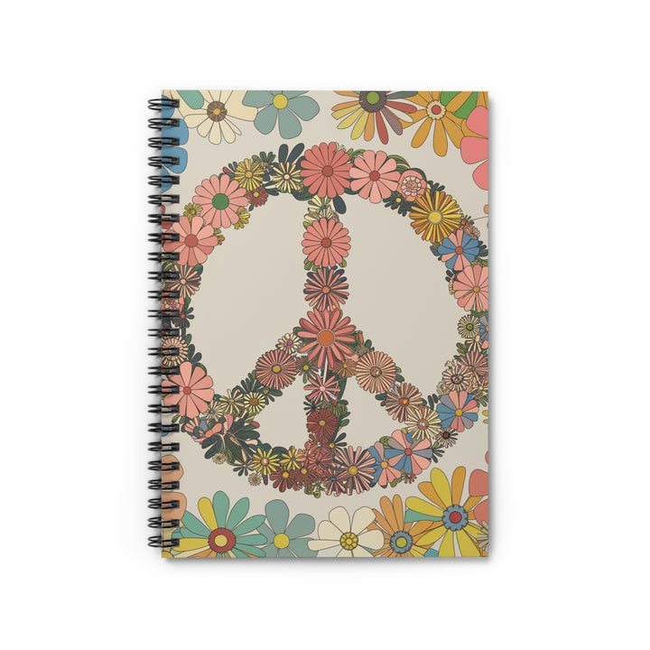 Spiral Notebook - Ruled Line - Peace Sign Flowers