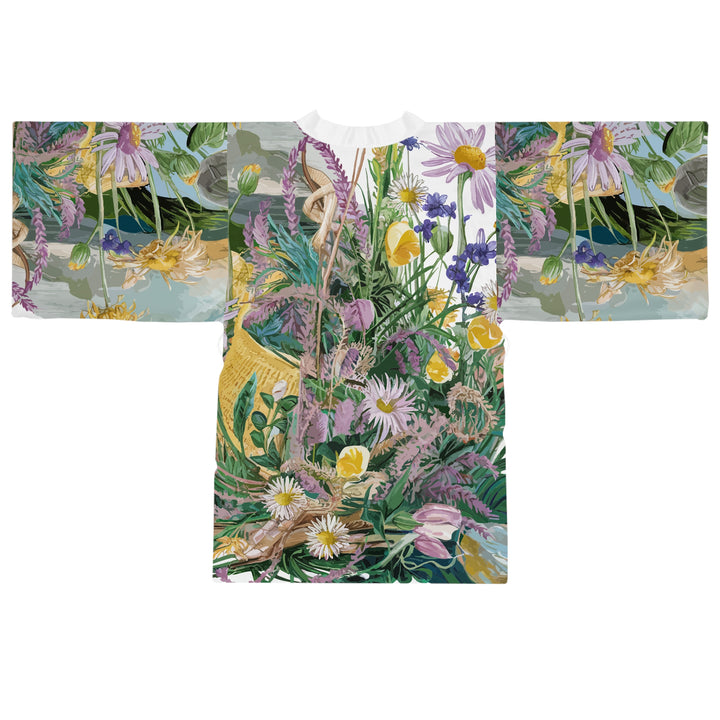 Long Sleeve Kimono Robe (AOP) - Beach Flowers