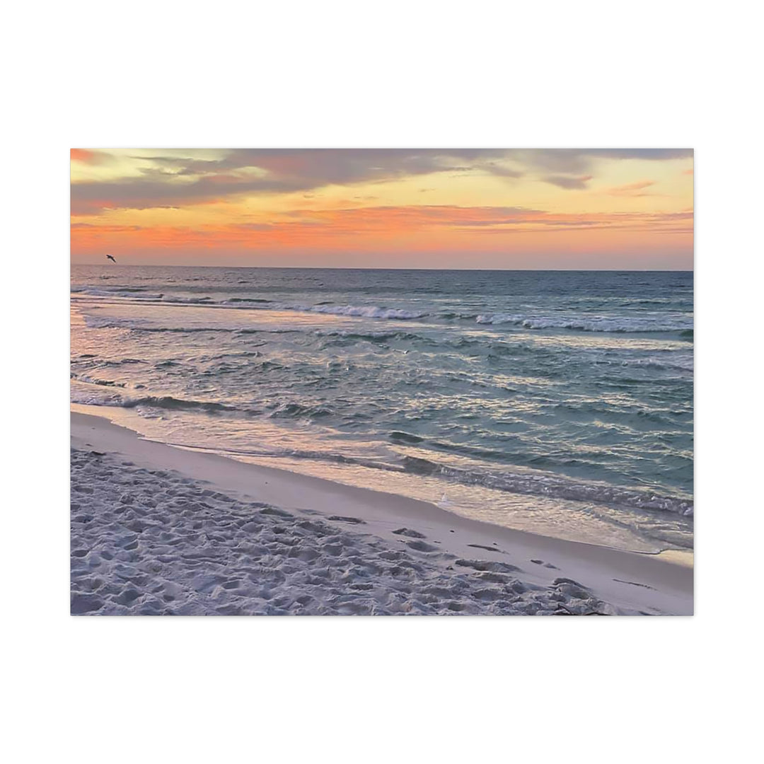 Sunset Beach Matte Stretched Canvas Wall Art