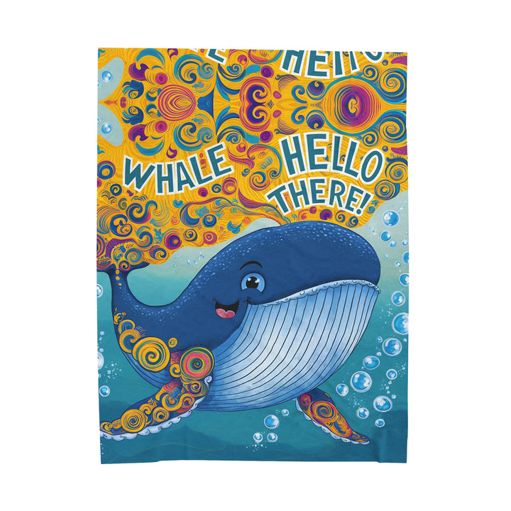 Velveteen Plush Blanket - Whale Hello There