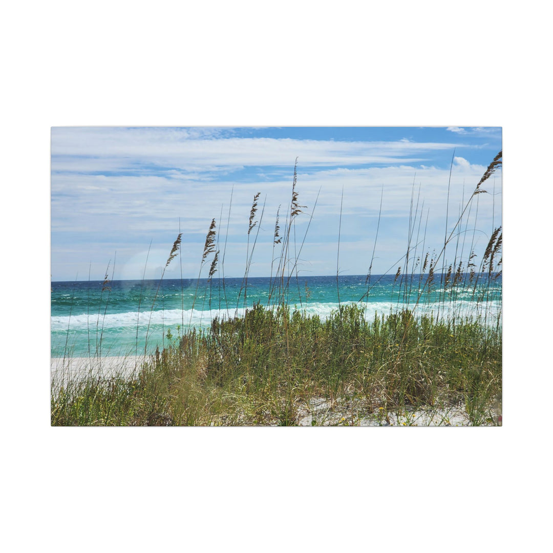 Coastal Dune Beach Canvas Print – Waves and Sea Oats Wall Art