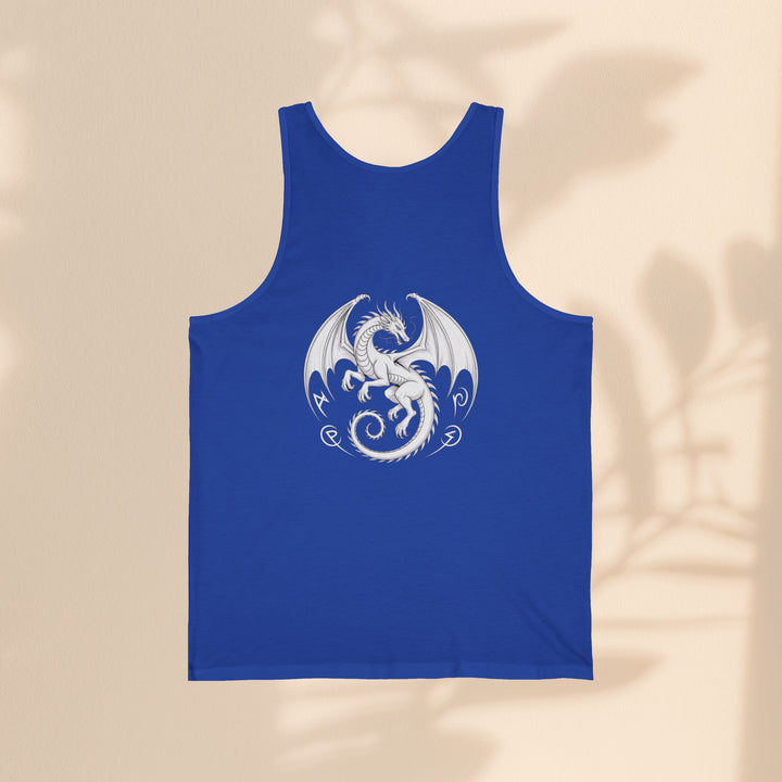 Dragon Design Unisex Jersey Tank, Cool Summer Tank Top, Gift for Fantasy Lovers, Casual Wear, Festival Outfit, Unique Graphic Gym Top