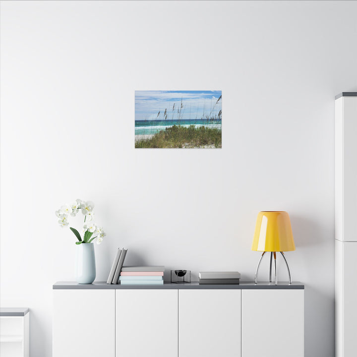 Coastal Dune Beach Canvas Print – Waves and Sea Oats Wall Art