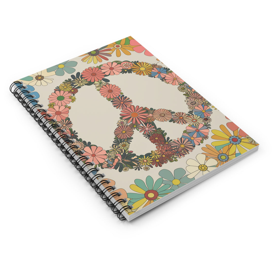 Spiral Notebook - Ruled Line - Peace Sign Flowers