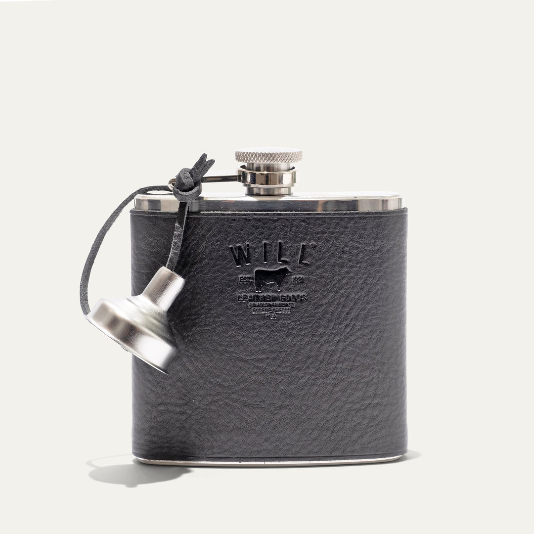 Leather & Stainless Steel Flask – Full-Grain Leather Wrapped Flask