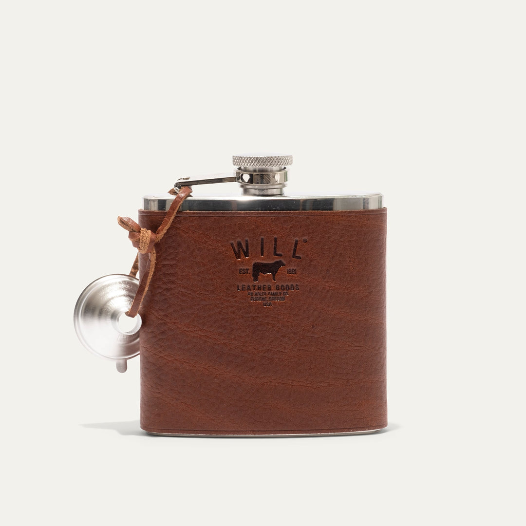 Leather & Stainless Steel Flask – Full-Grain Leather Wrapped Flask