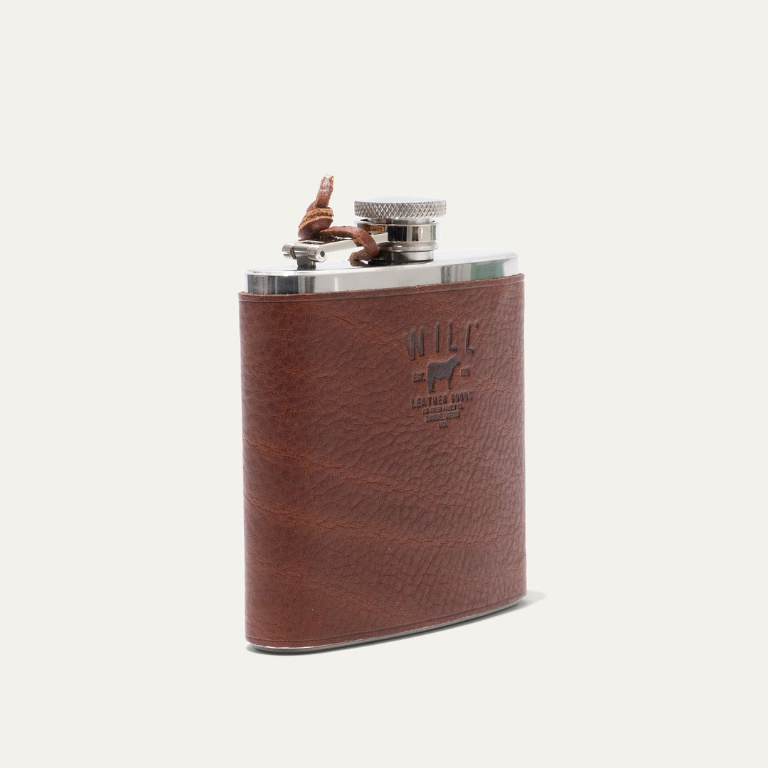 Leather & Stainless Steel Flask – Full-Grain Leather Wrapped Flask