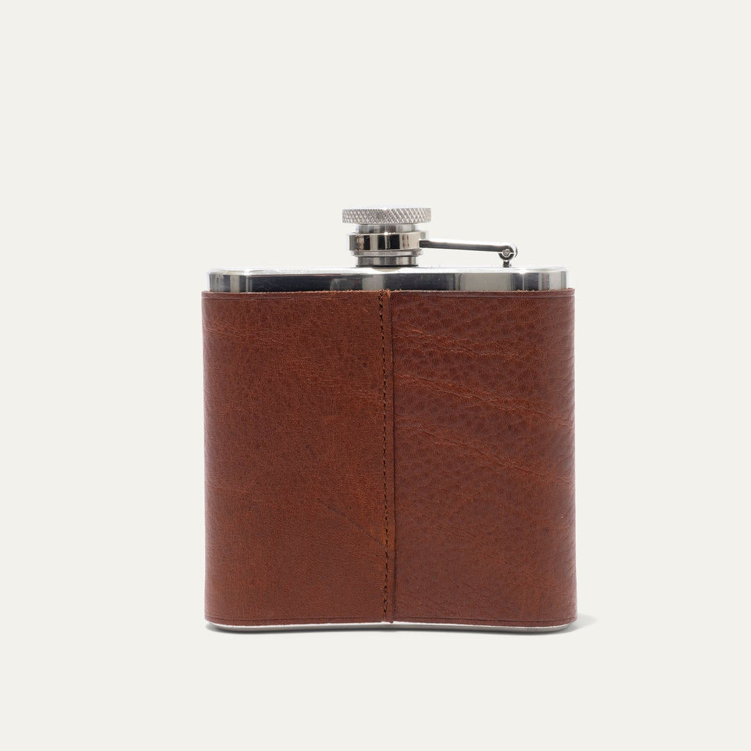 Leather & Stainless Steel Flask – Full-Grain Leather Wrapped Flask