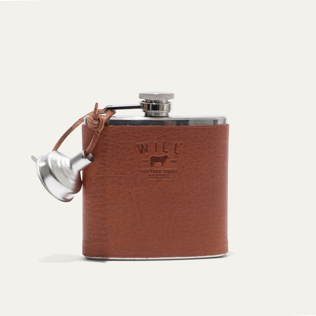 Leather & Stainless Steel Flask – Full-Grain Leather Wrapped Flask