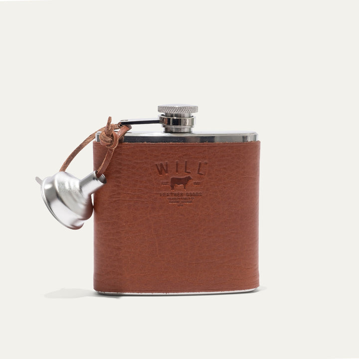 Leather & Stainless Steel Flask – Full-Grain Leather Wrapped Flask
