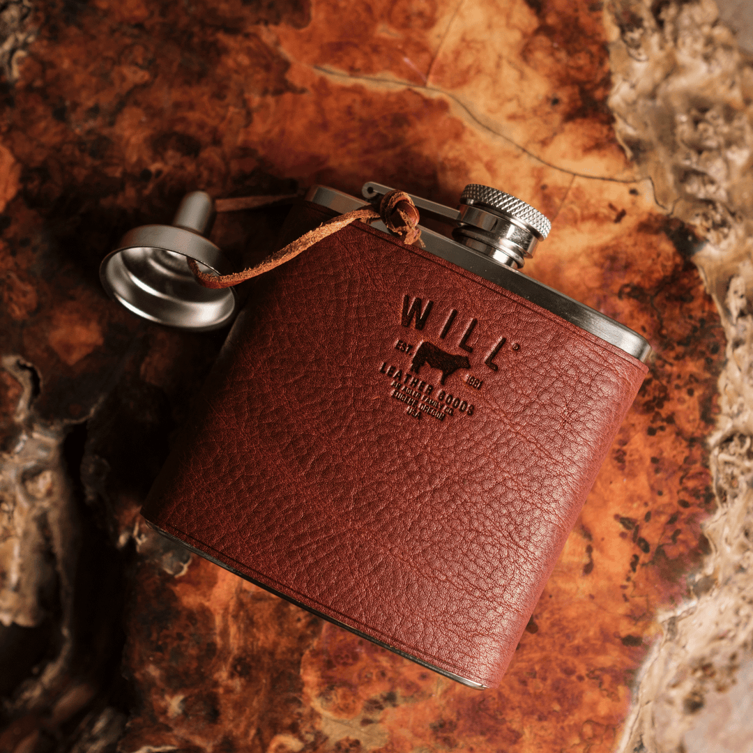 Leather & Stainless Steel Flask – Full-Grain Leather Wrapped Flask