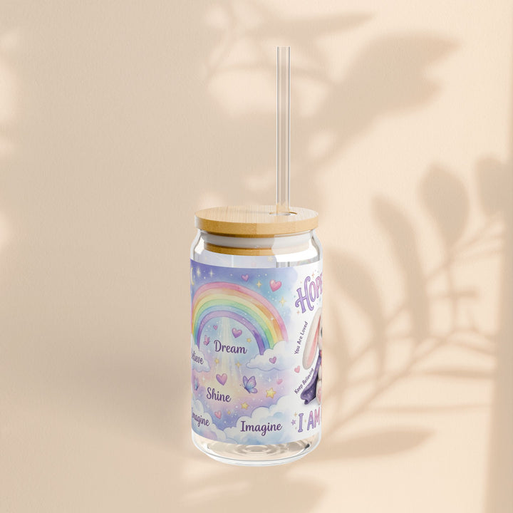 Hope Bunny “I Am Hopeful” Sipper Glass – 16 oz