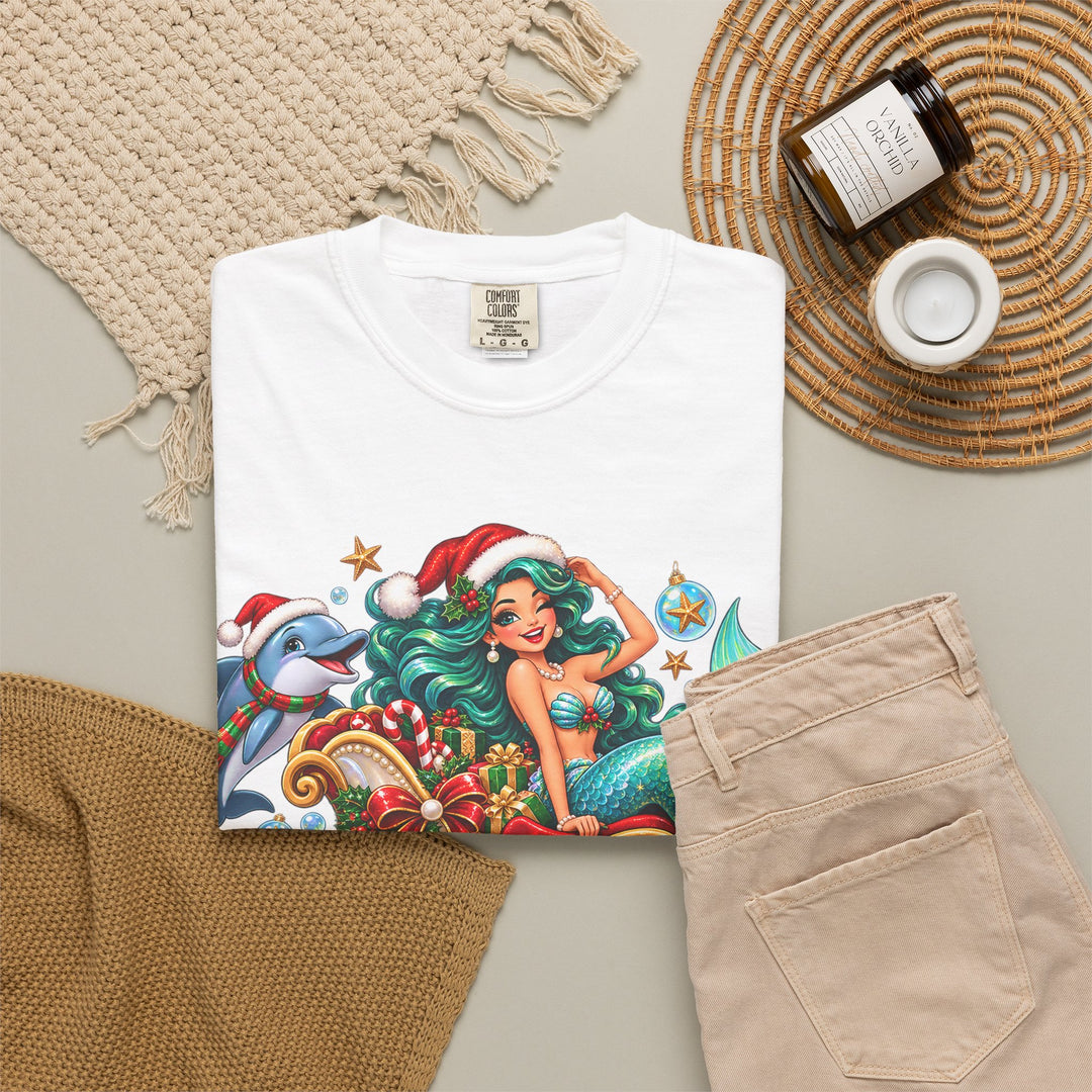 Mermaid Christmas T-Shirt – Sleighin’ It Under the Sea Holiday Tee