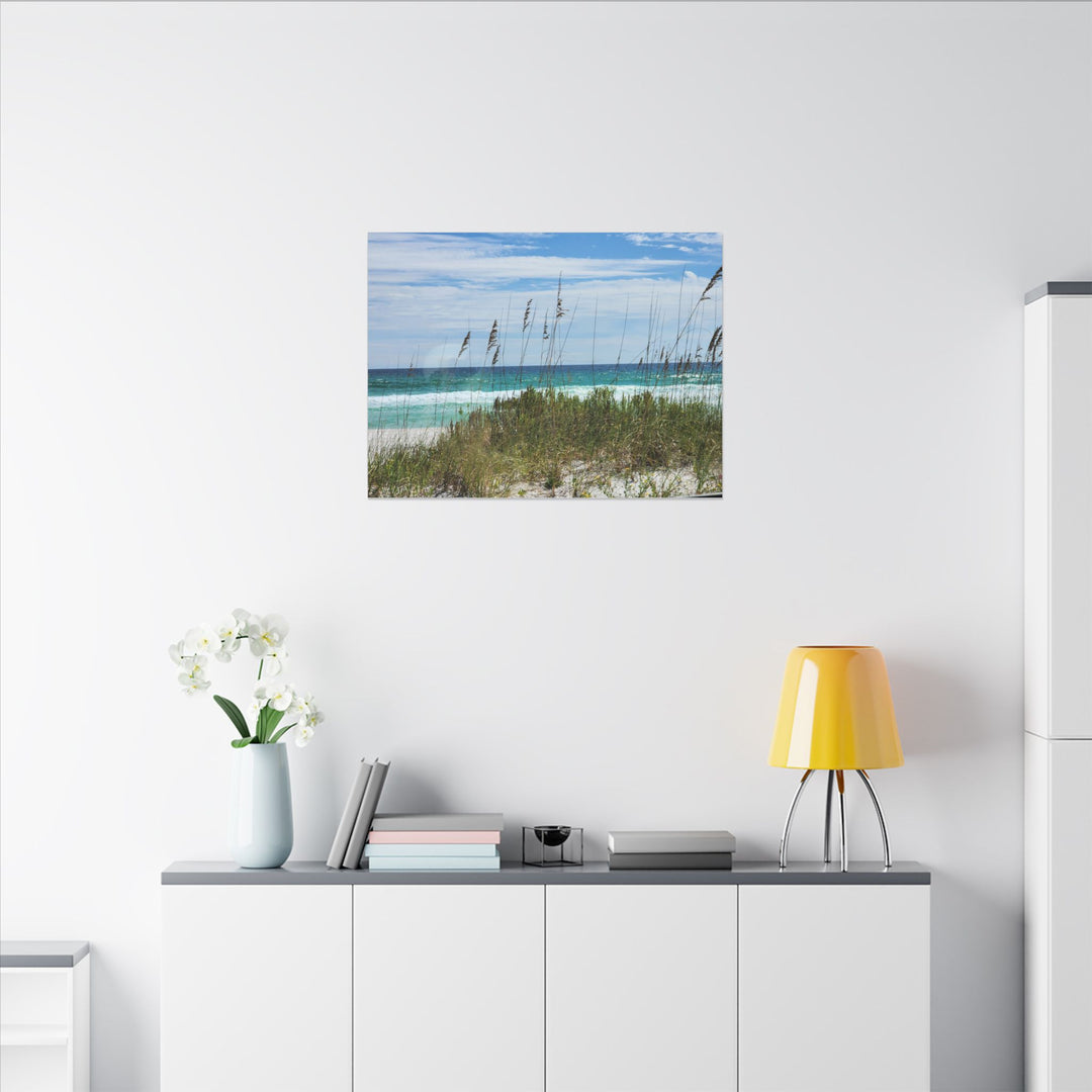 Coastal Dune Beach Canvas Print – Waves and Sea Oats Wall Art