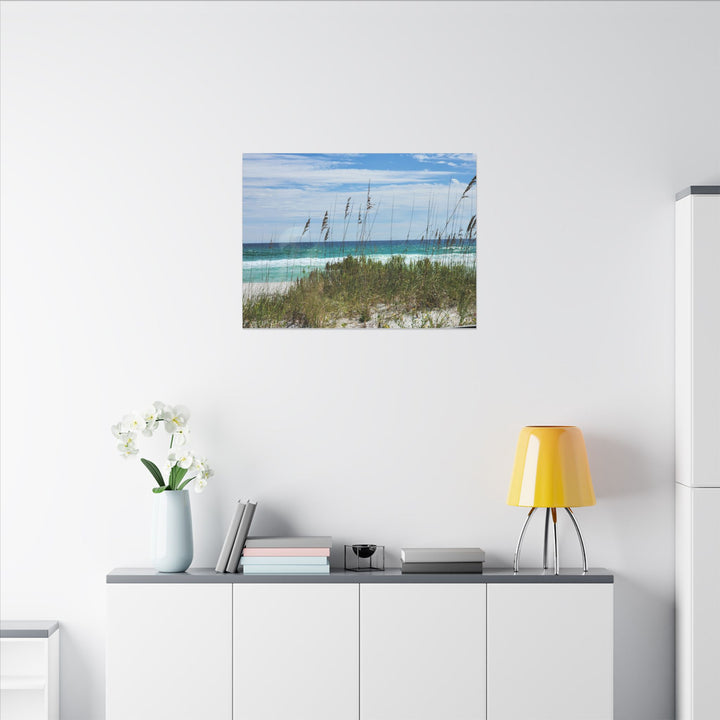 Coastal Dune Beach Canvas Print – Waves and Sea Oats Wall Art
