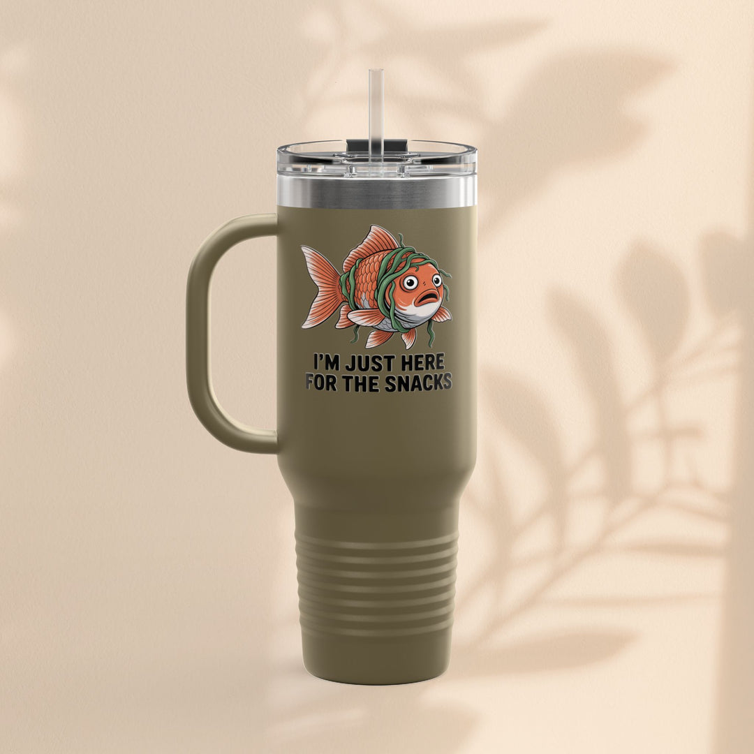 Funny Insulated Travel tumbler - 40oz, Snack Lover Gift, Fish Design Mug, Personalized Gifts for Him