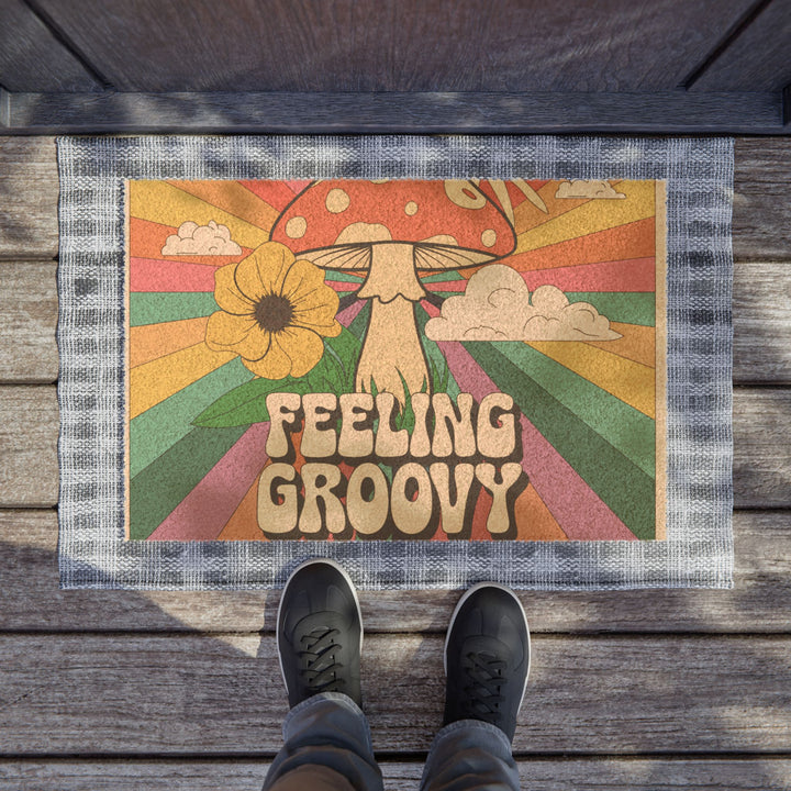 Feeling Groovy Door Mat | Retro Mushroom Design