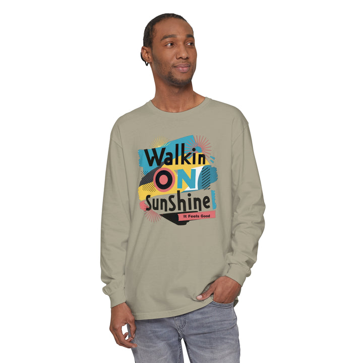 Unisex Garment-dyed Long Sleeve T-Shirt - Walking On Sunshine