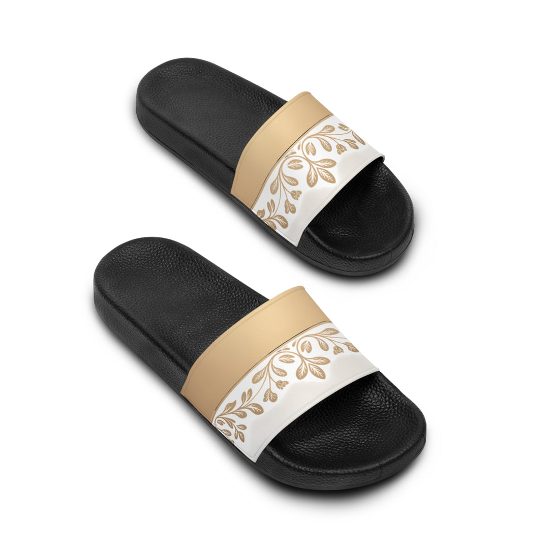 Women's Slide Sandals — Elegant Gold Filigree Floral Slides