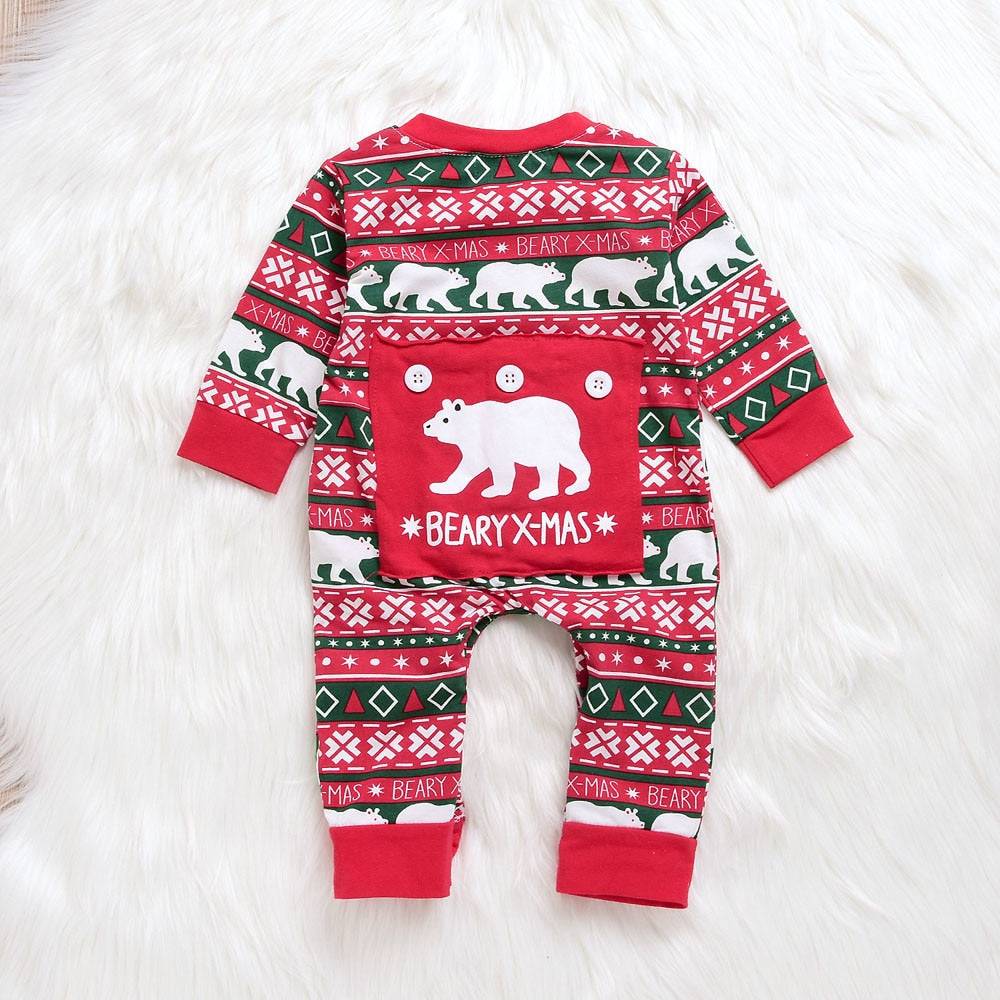 Baby Christmas Santa Plaid Romper Jumpsuit