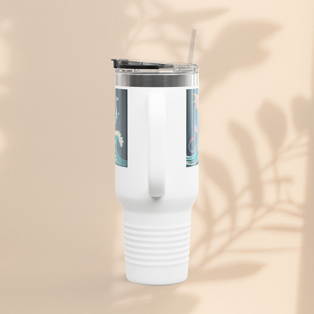 Fantasy-Inspired Insulated Travel Mug, 40oz - Perfect for Adventurers, Dragon and Ocean Lovers, Gift for Birthdays, Travel, and More