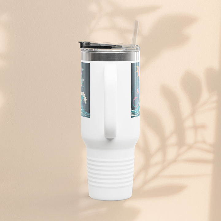 Fantasy-Inspired Insulated Travel Mug, 40oz - Perfect for Adventurers, Dragon and Ocean Lovers, Gift for Birthdays, Travel, and More