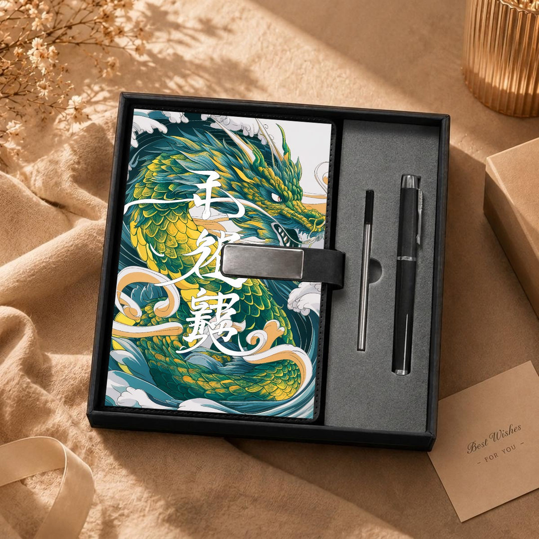 Japanese Dragon Notebook Gift Set with Metal Pen