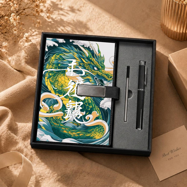 Japanese Dragon Notebook Gift Set with Metal Pen