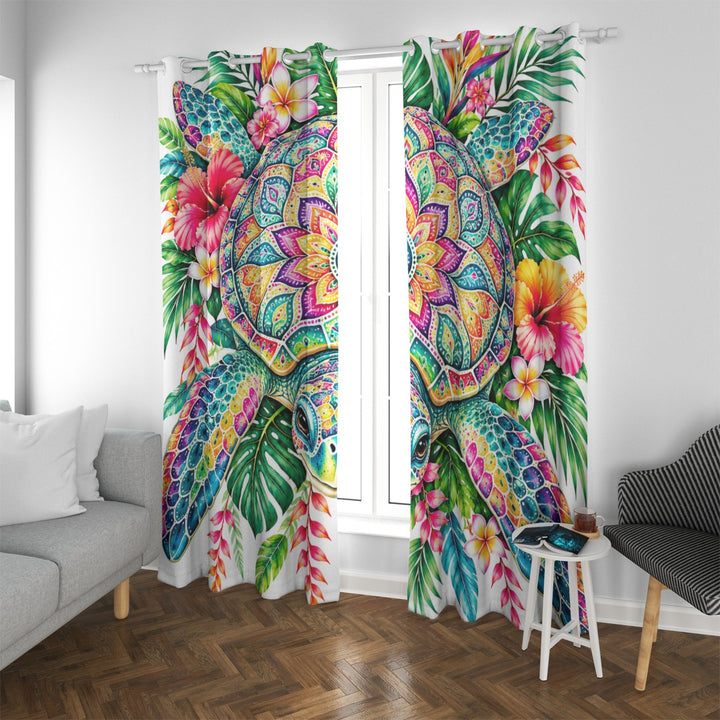 Sea Turtle Blackout Grommet Curtains | 2-Panel Coastal Set