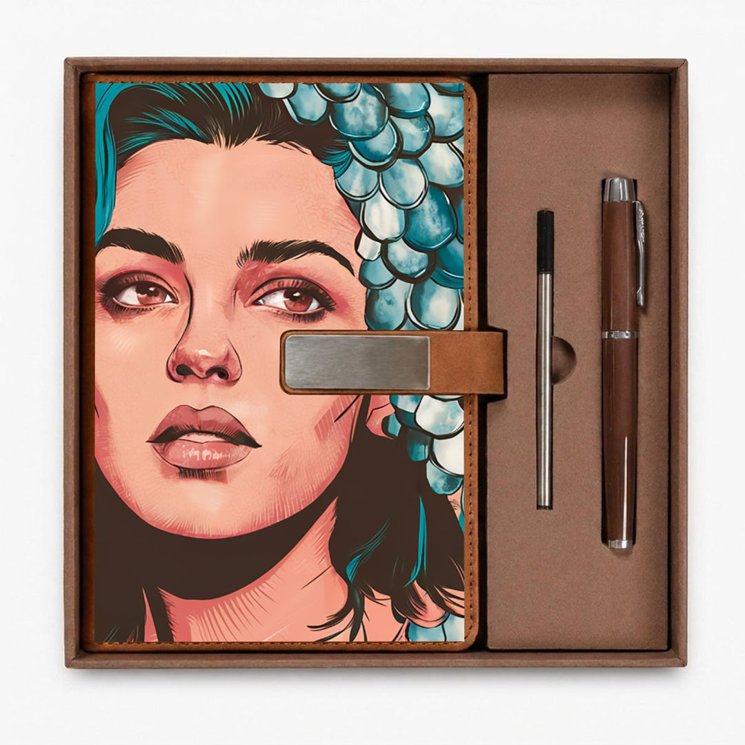 Ocean Woman Notebook Gift Set with Metal Pen