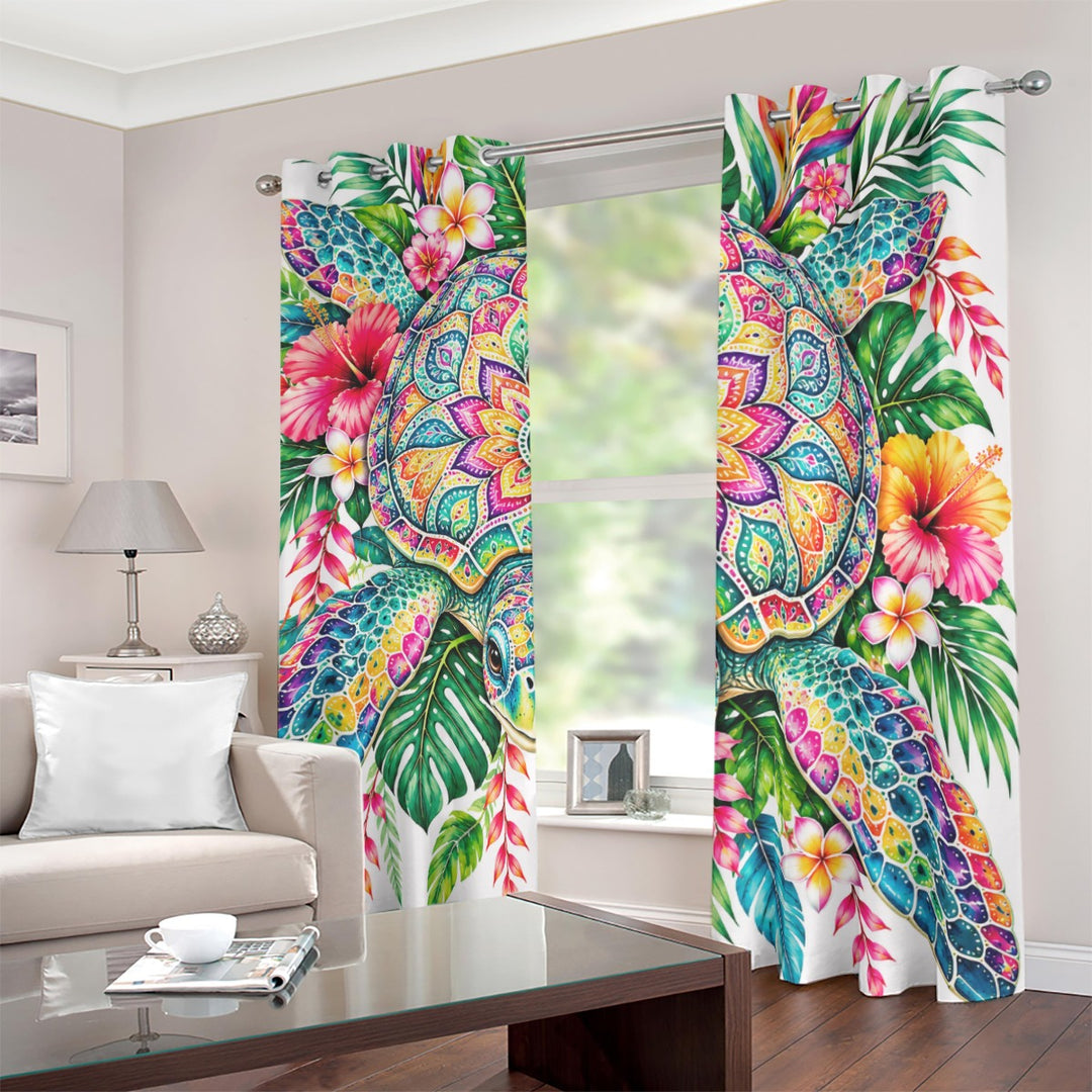Sea Turtle Blackout Grommet Curtains | 2-Panel Coastal Set
