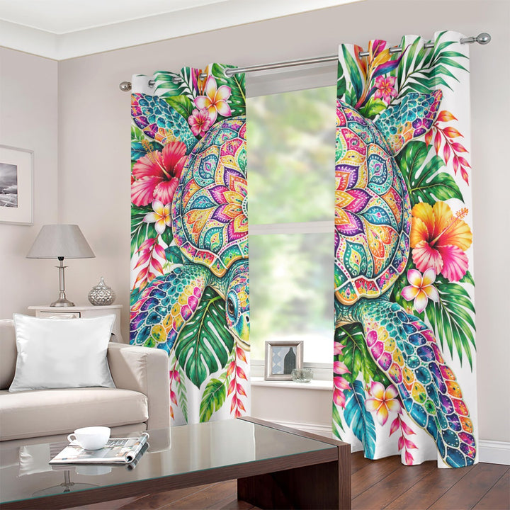 Sea Turtle Blackout Grommet Curtains | 2-Panel Coastal Set