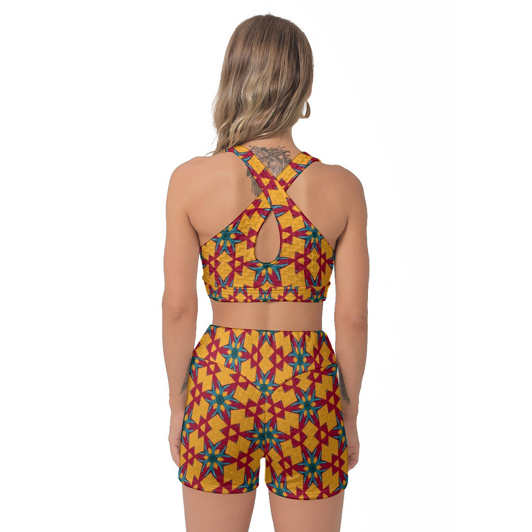 Red Yellow Dragon Delight Women's Sports Bra Suit