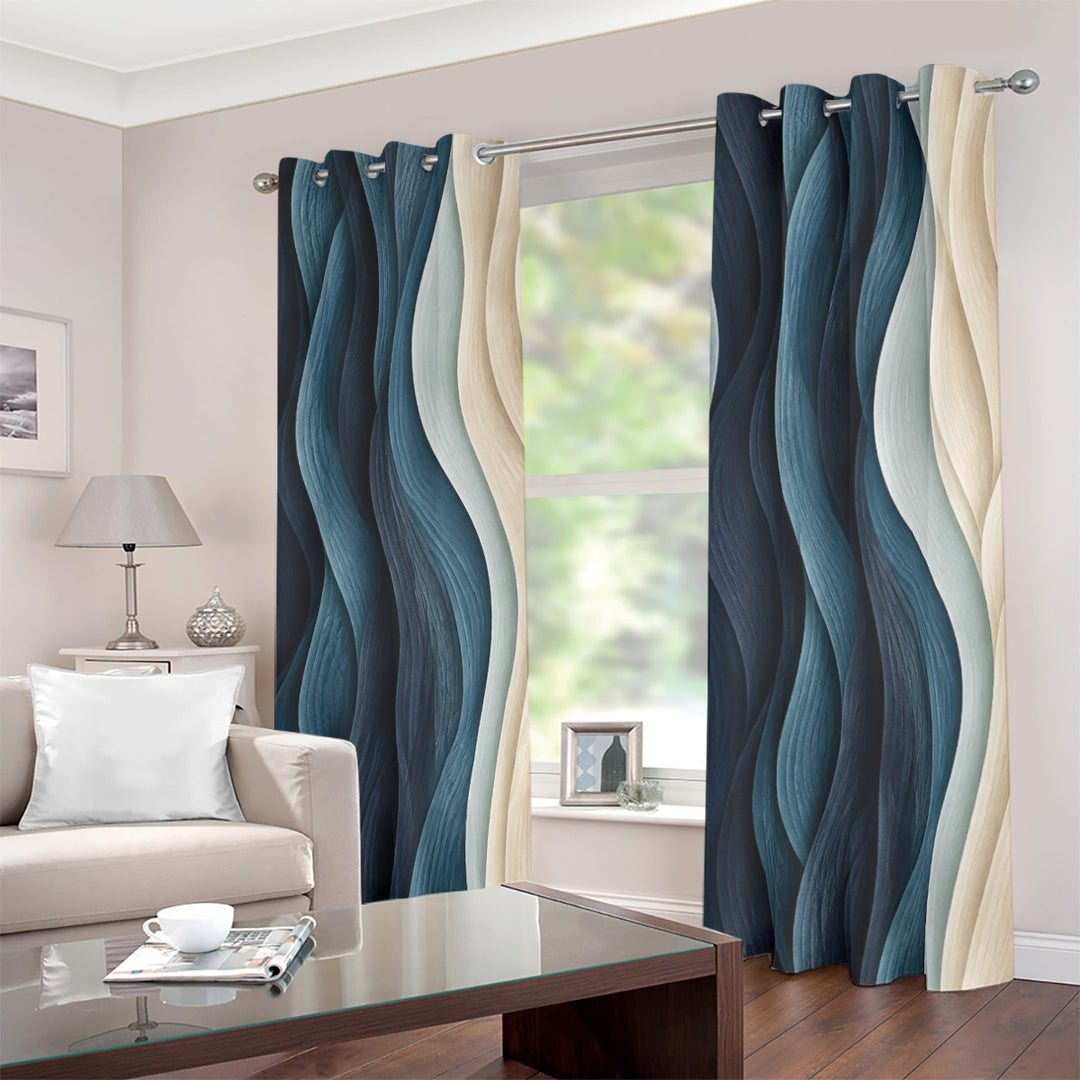 Waves Blackout Grommet Curtains | 265(gsm)