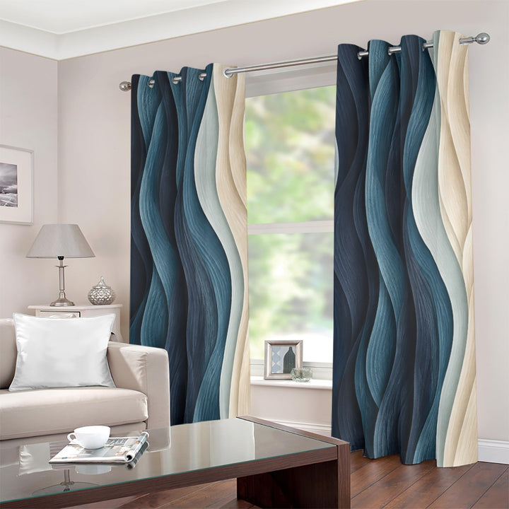 Waves Blackout Grommet Curtains | 265(gsm)