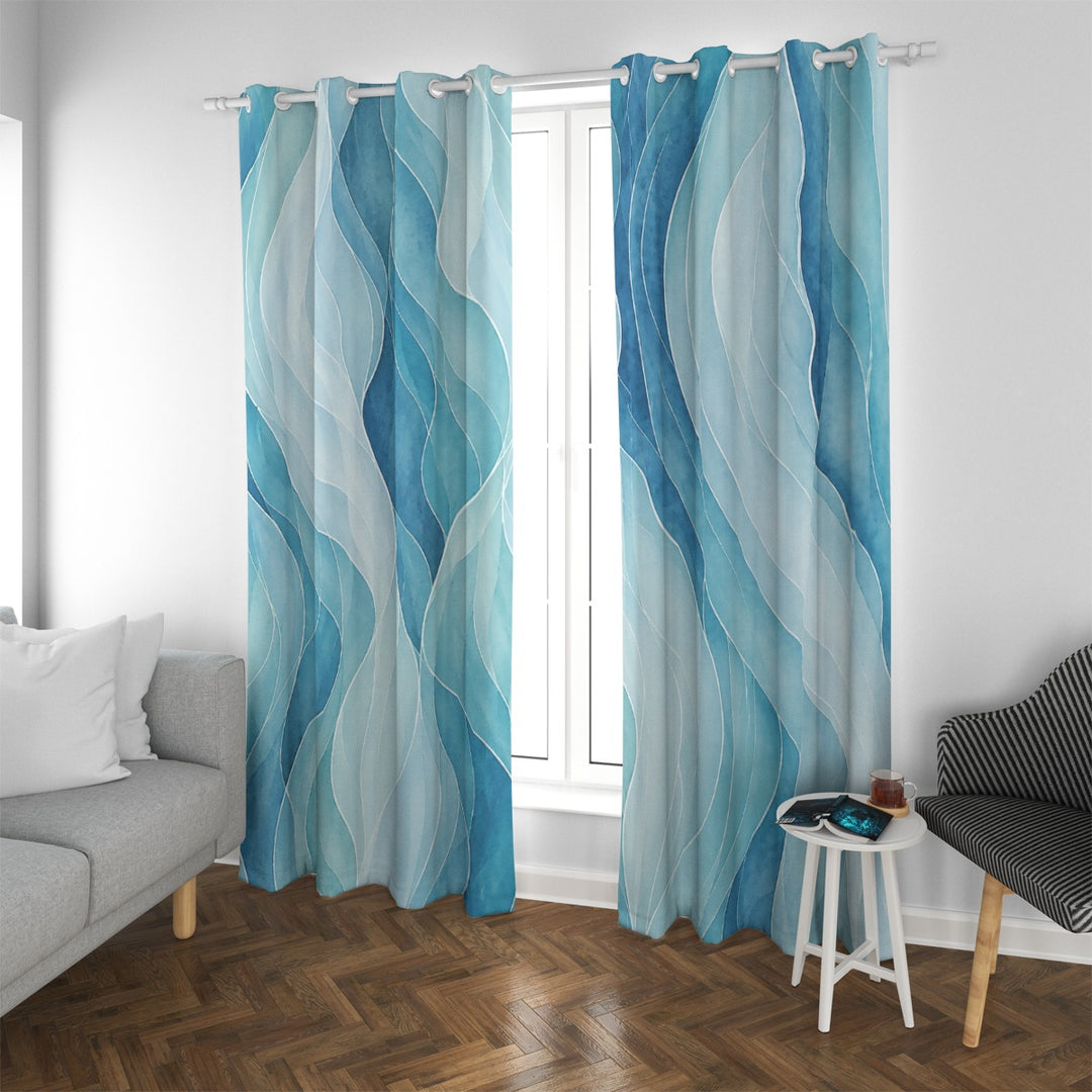 Ocean Waves Blackout Grommet Curtains | 265(gsm)