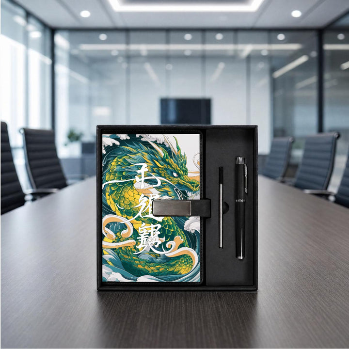 Japanese Dragon Notebook Gift Set with Metal Pen