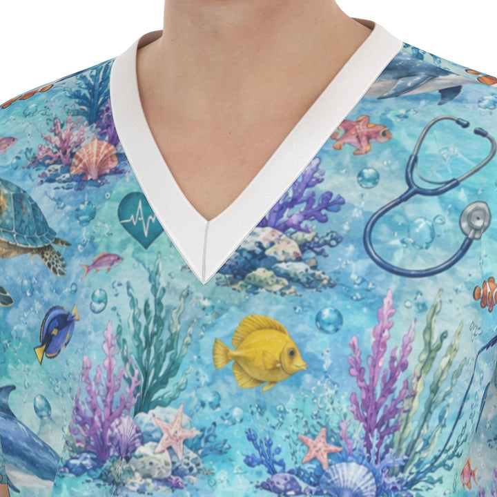 Coastal Vibes Unisex Scrub Set With Six Pocket